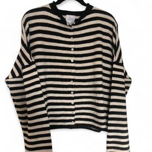 THINGS BETWEEN Stripe Black and White Cardigan Size Large